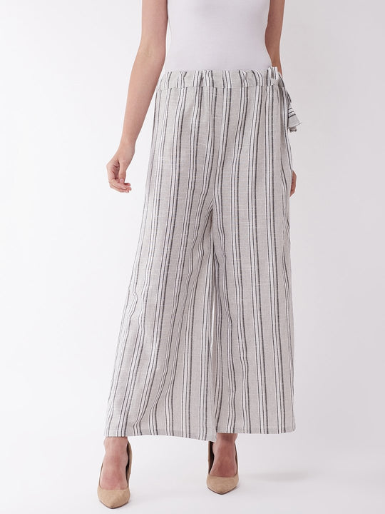 Black White Stripes Handloom Palazzo