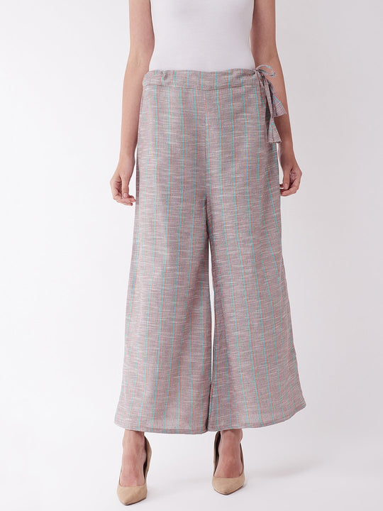 Grey And Pink Handloom Palazzo