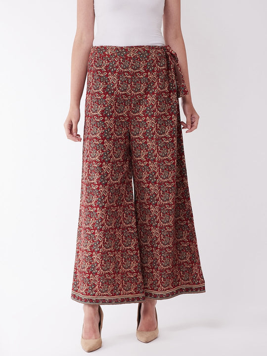 Dark Maroon Kalamkari Palazzo