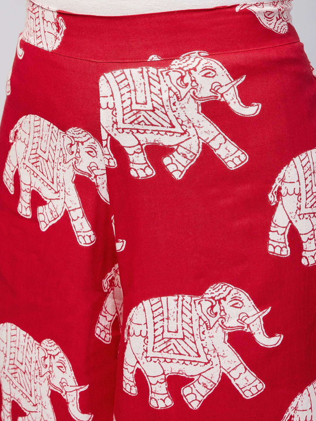 Red Elephant Print Palazzo