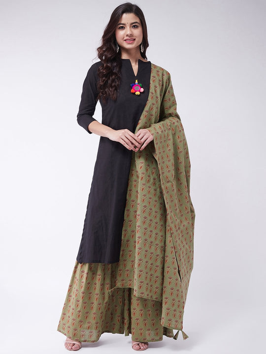 Green Dupatta With Ethnic Motifs