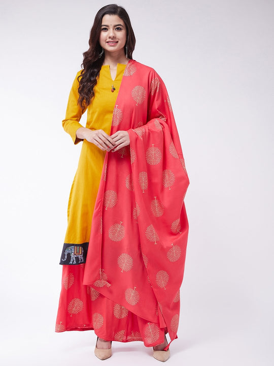 Red Gold Print Dupatta