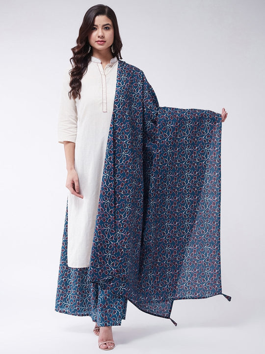 Indigo Jaal Print Dupatta