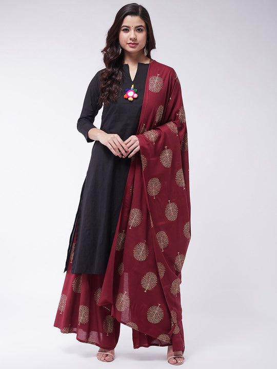 Maroon Gold Work Dupatta
