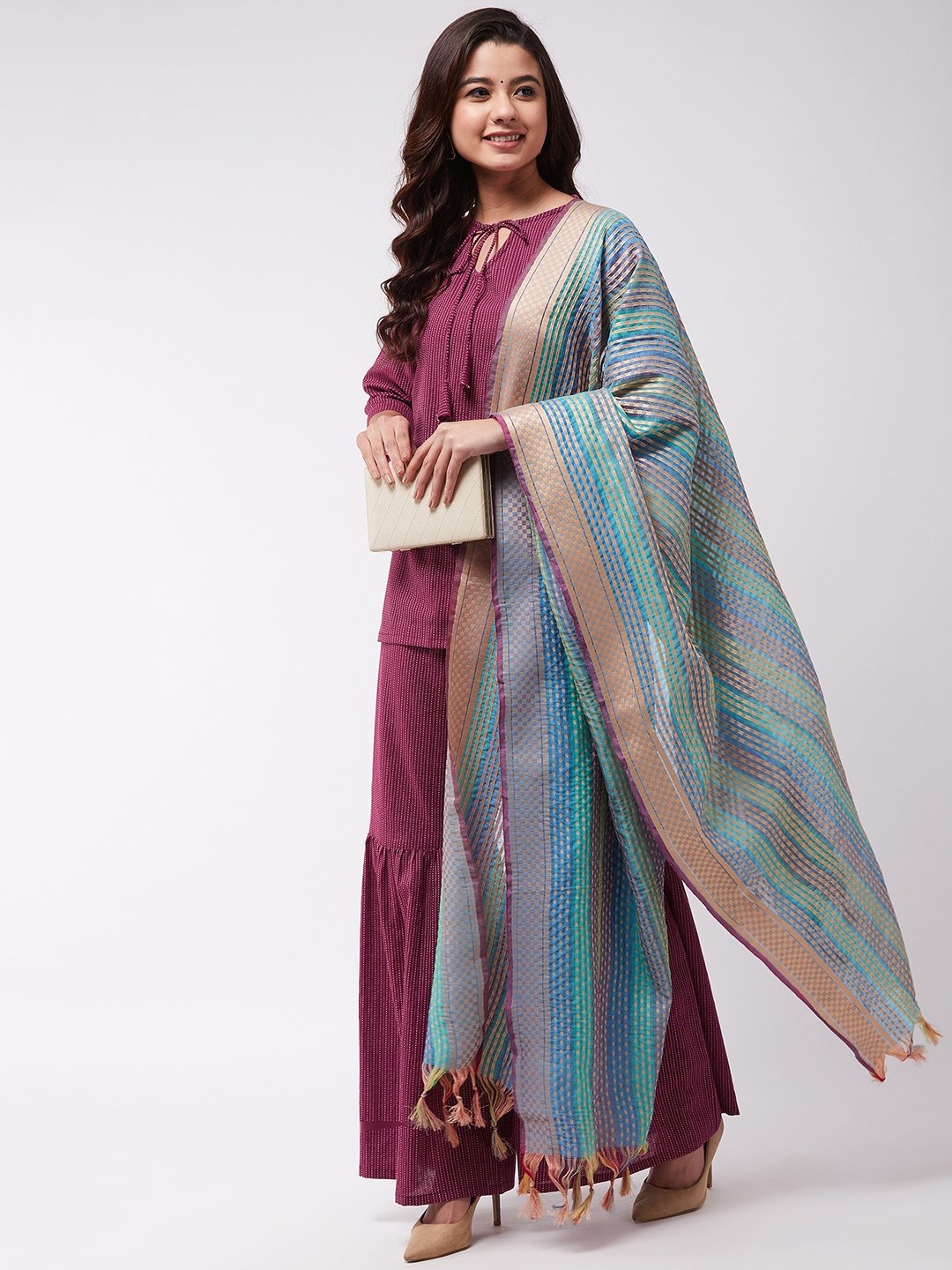 Chanderi Blue-Gold Dupattas