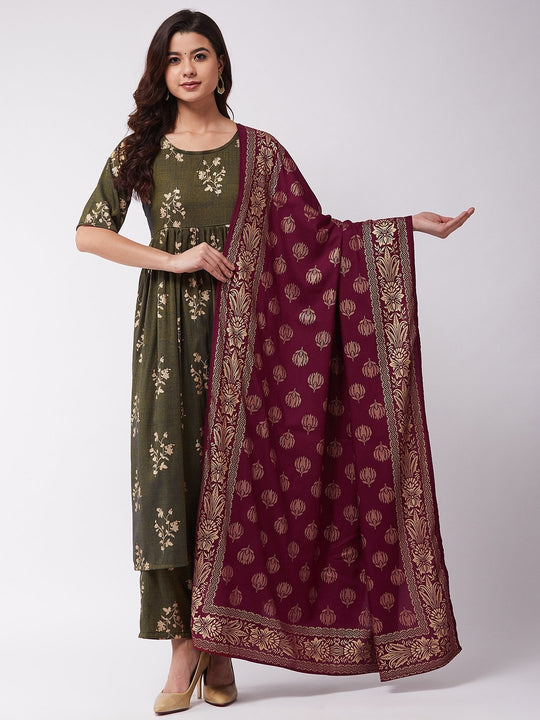 Maroon Gold Work Dupattas