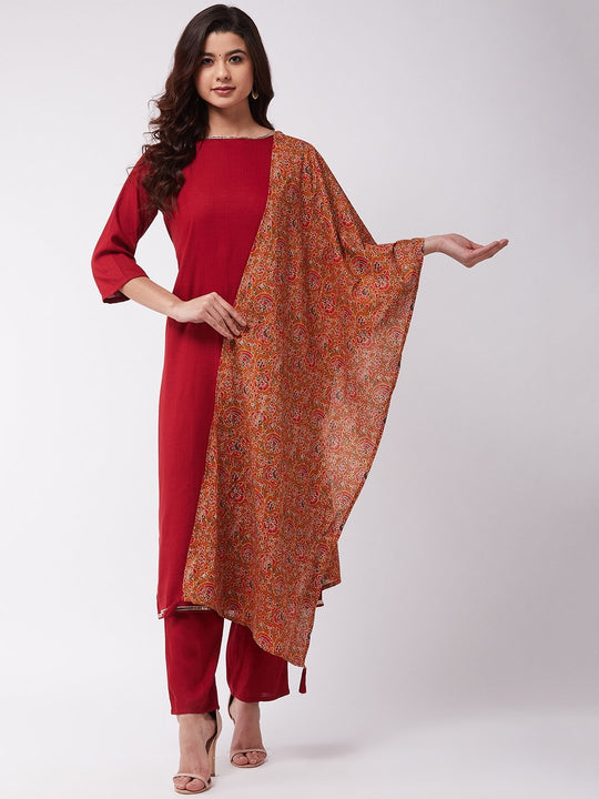 Dark Mustard Printed Dupattas