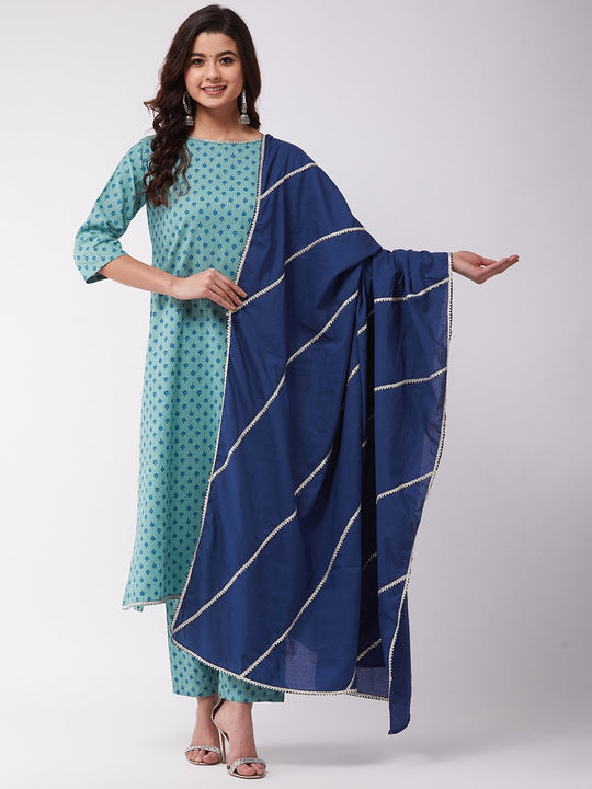 Indigo Dupatta With Silver Gota