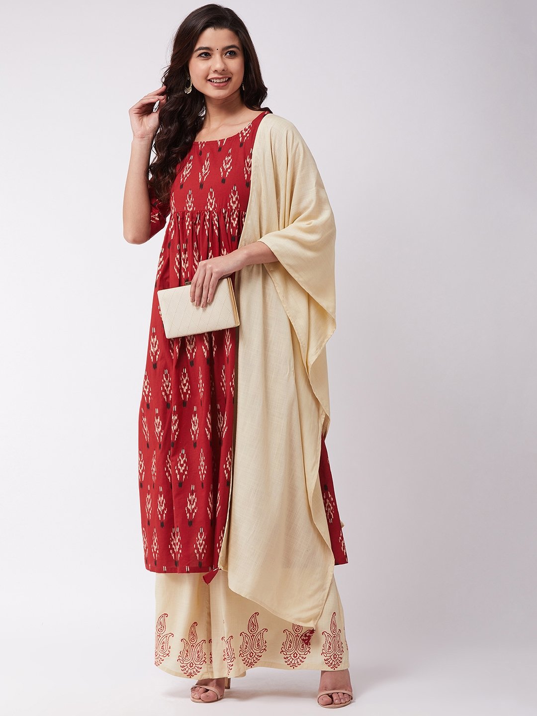 Off White Dupatta With Tassel