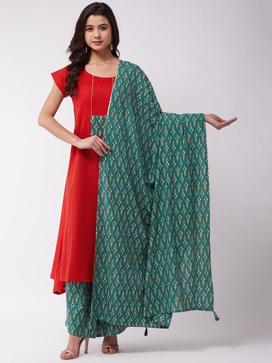 Green Kantha Dupatta