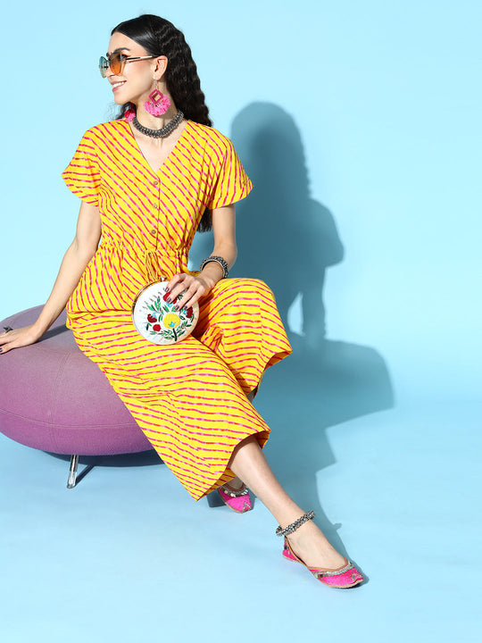 Yellow Lehriya Jumpsuit