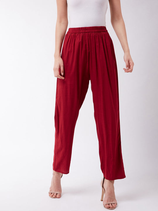 Maroon Solid Pant