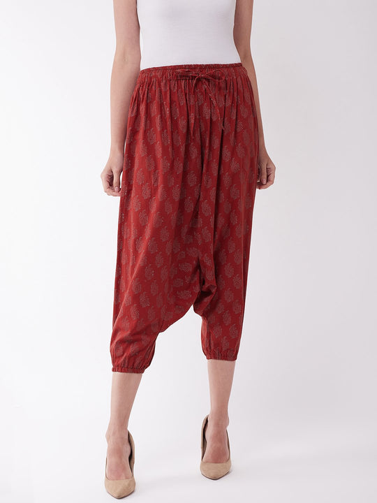 Maroon Block Print Harem