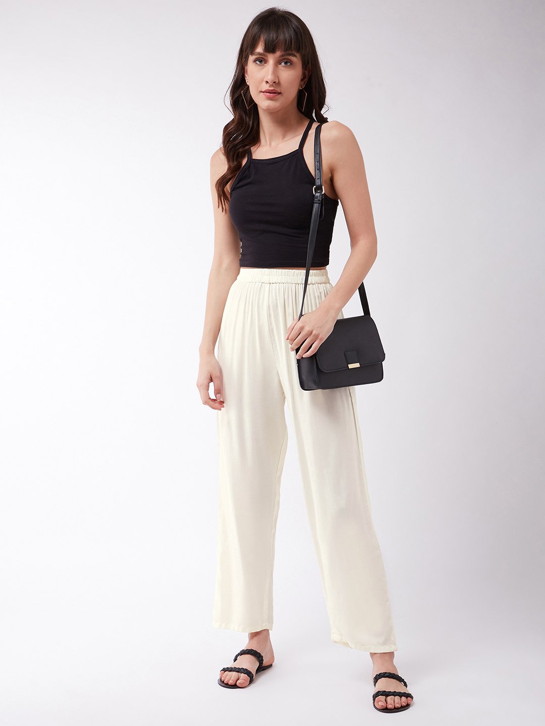 Missguided straight leg pants with contrast stitch detail in cream - part  of a set | ASOS