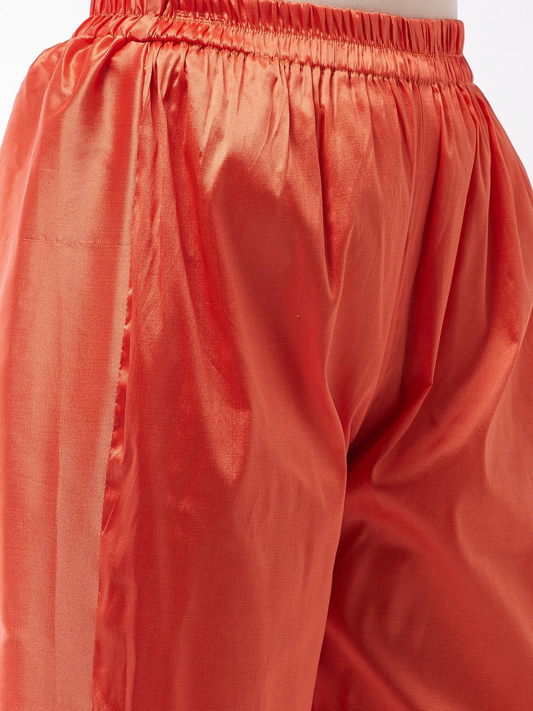 Orange Silk Pant With Gota Work