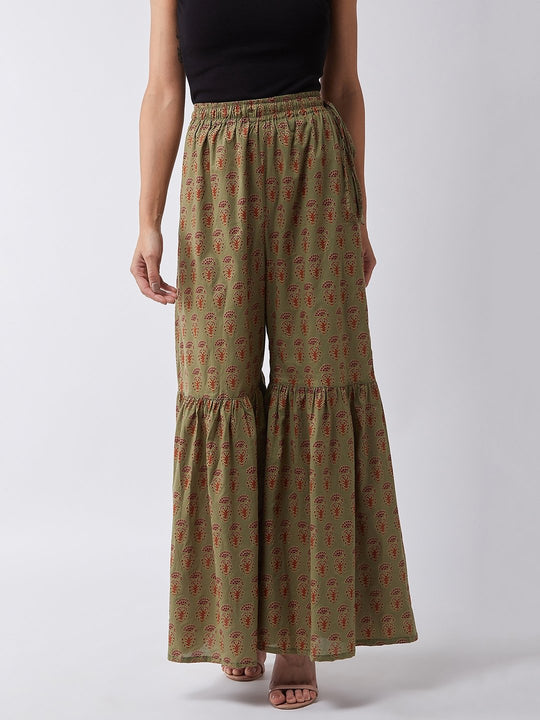 Green Sharara With Ethnic Motifs
