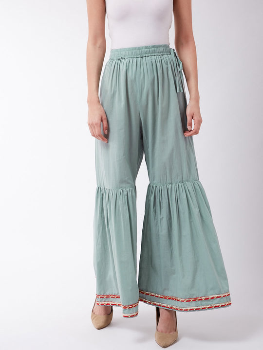 Teal Sharara With Gota Work