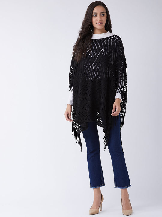 Black Zig Zag Poncho