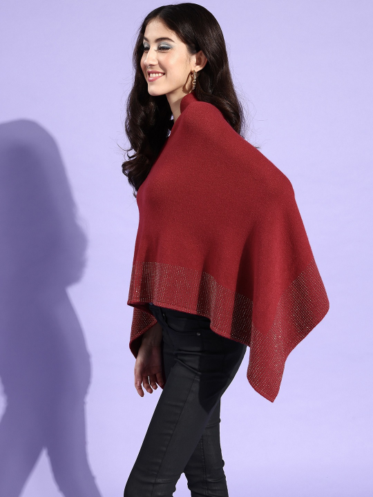 Maroon Shimmer Work Poncho