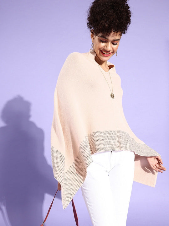 Cream Shimmer Work Poncho