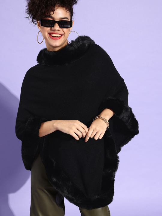 Black Fur Poncho