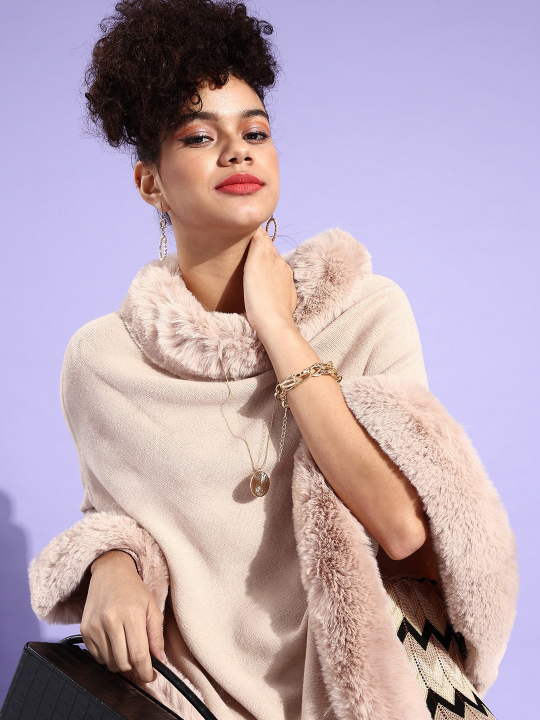 Cream Fur Poncho
