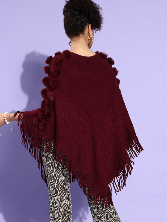 Maroon Tessel Poncho