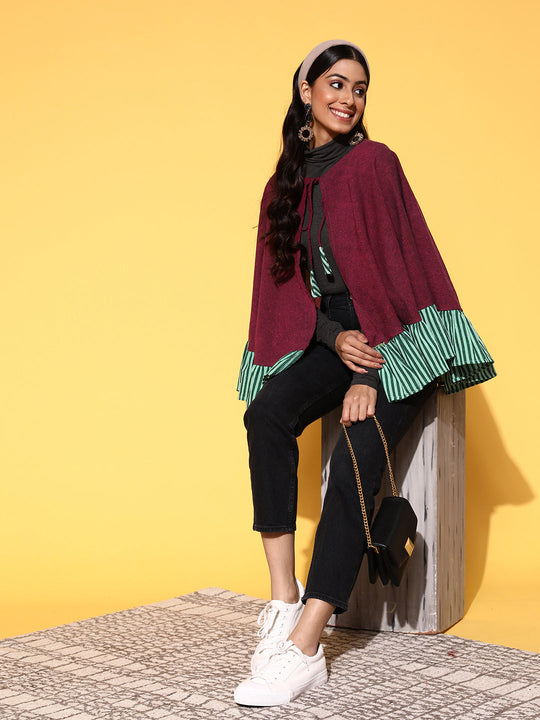 Purple Handloom Poncho