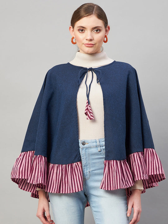 Blue Handloom Short Poncho