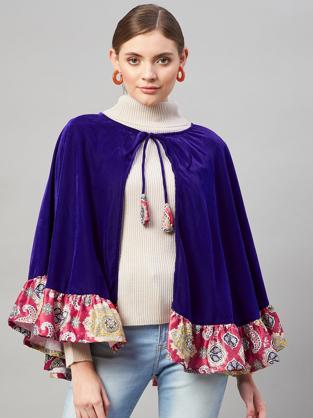Blue Velvet Short Poncho InWeave