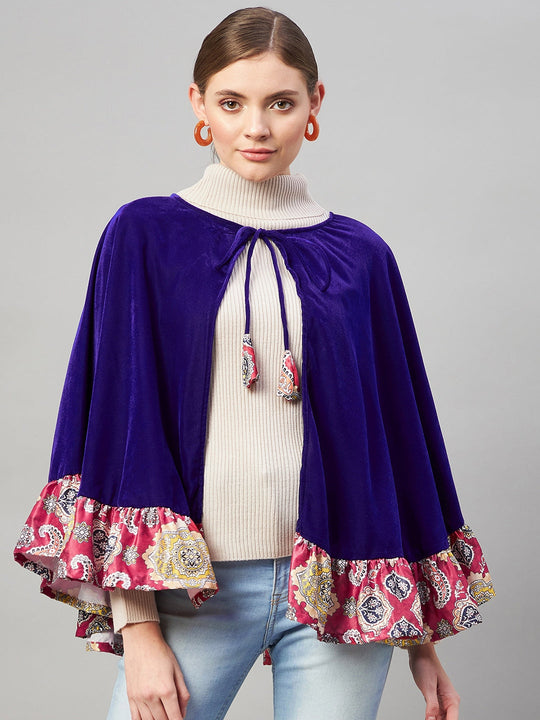 Blue Velvet Short Poncho