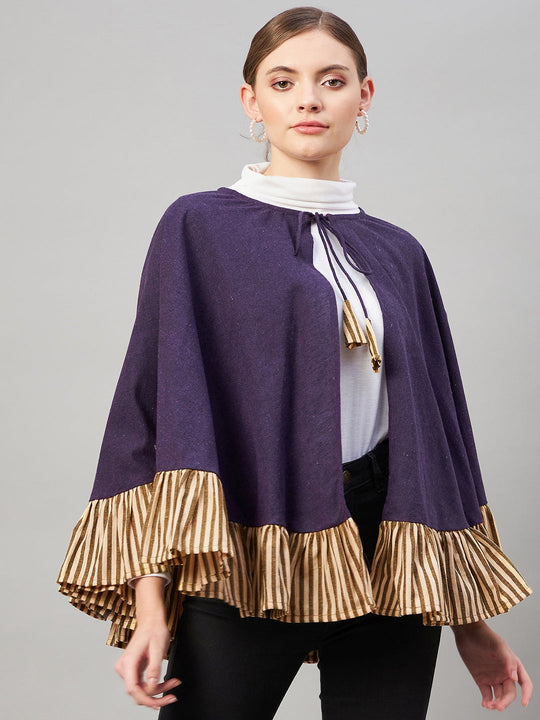 Purple Handloom Short Poncho