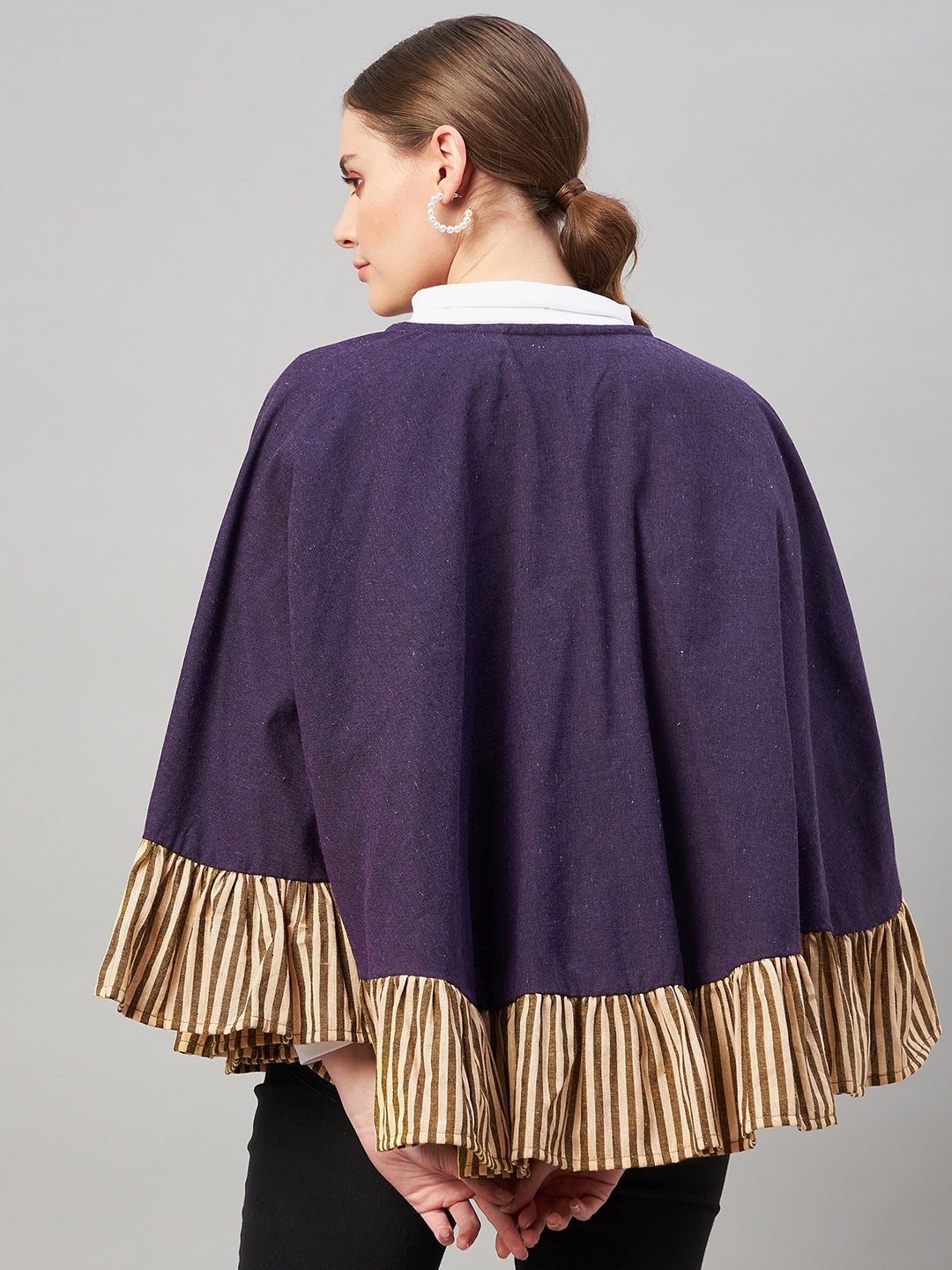 Purple Handloom Short Poncho