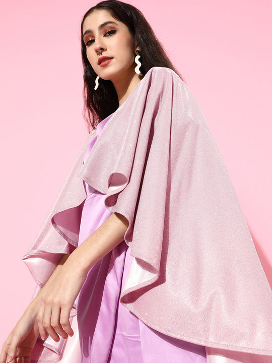 Assymetric Shimmer Cape - Pink