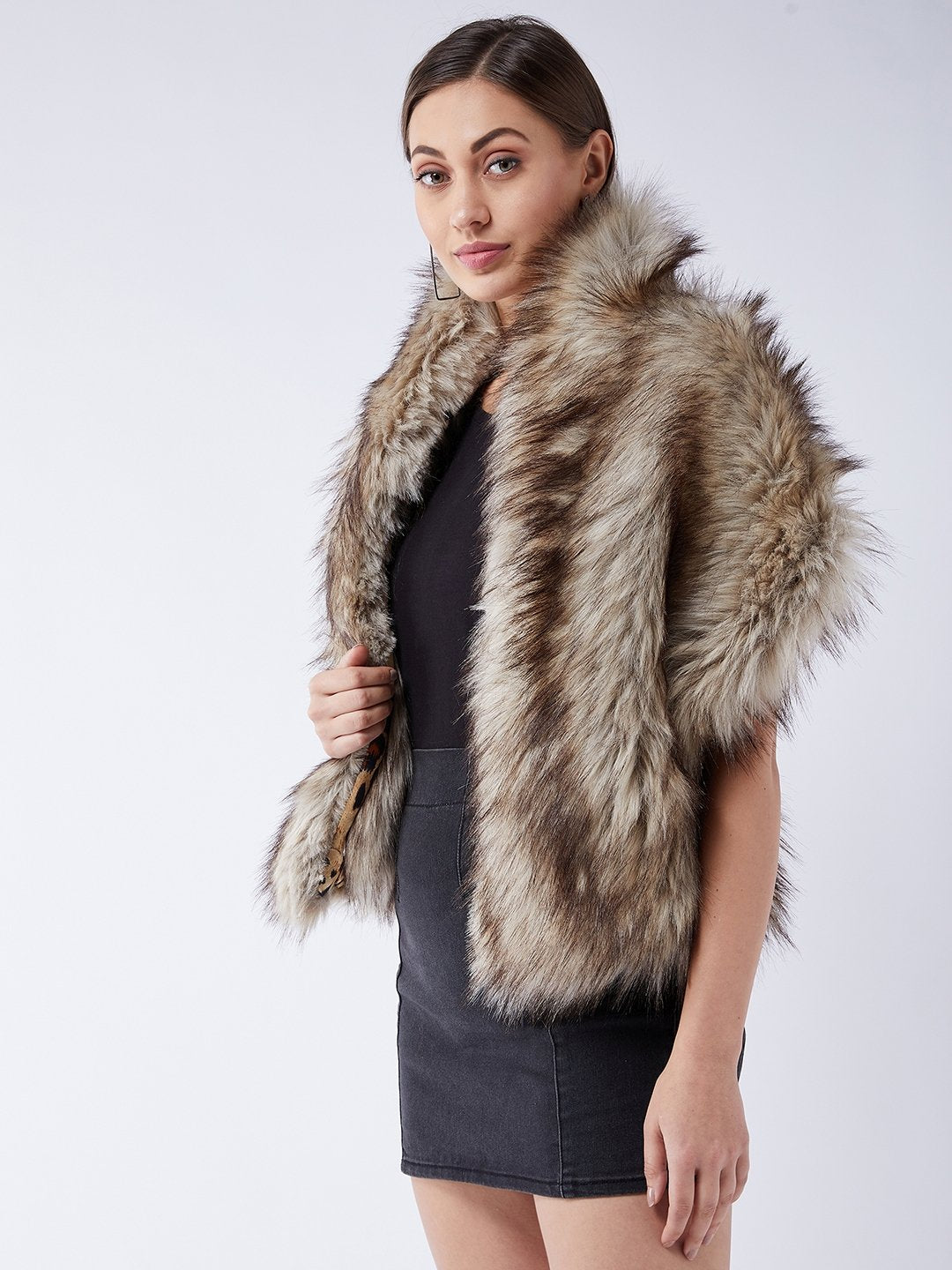 Double Shaded Faux Fur Cape