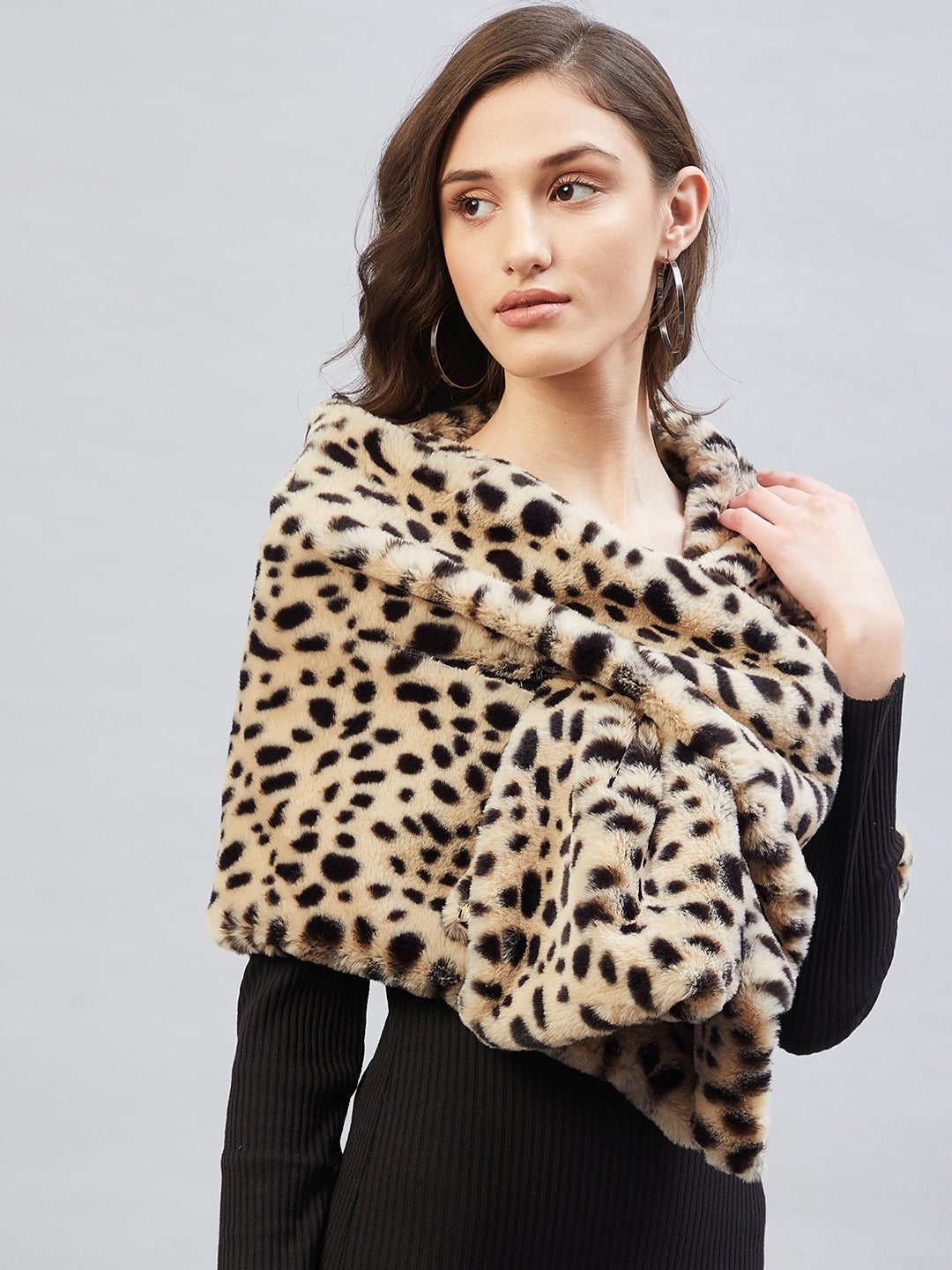 Cream Leopard Fur Cape