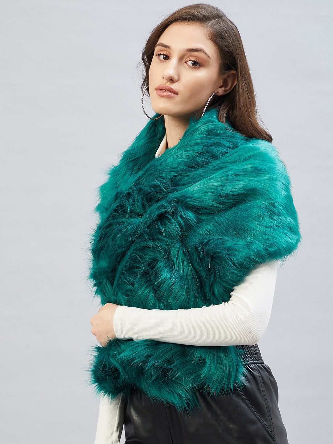 Teal Fur Cape
