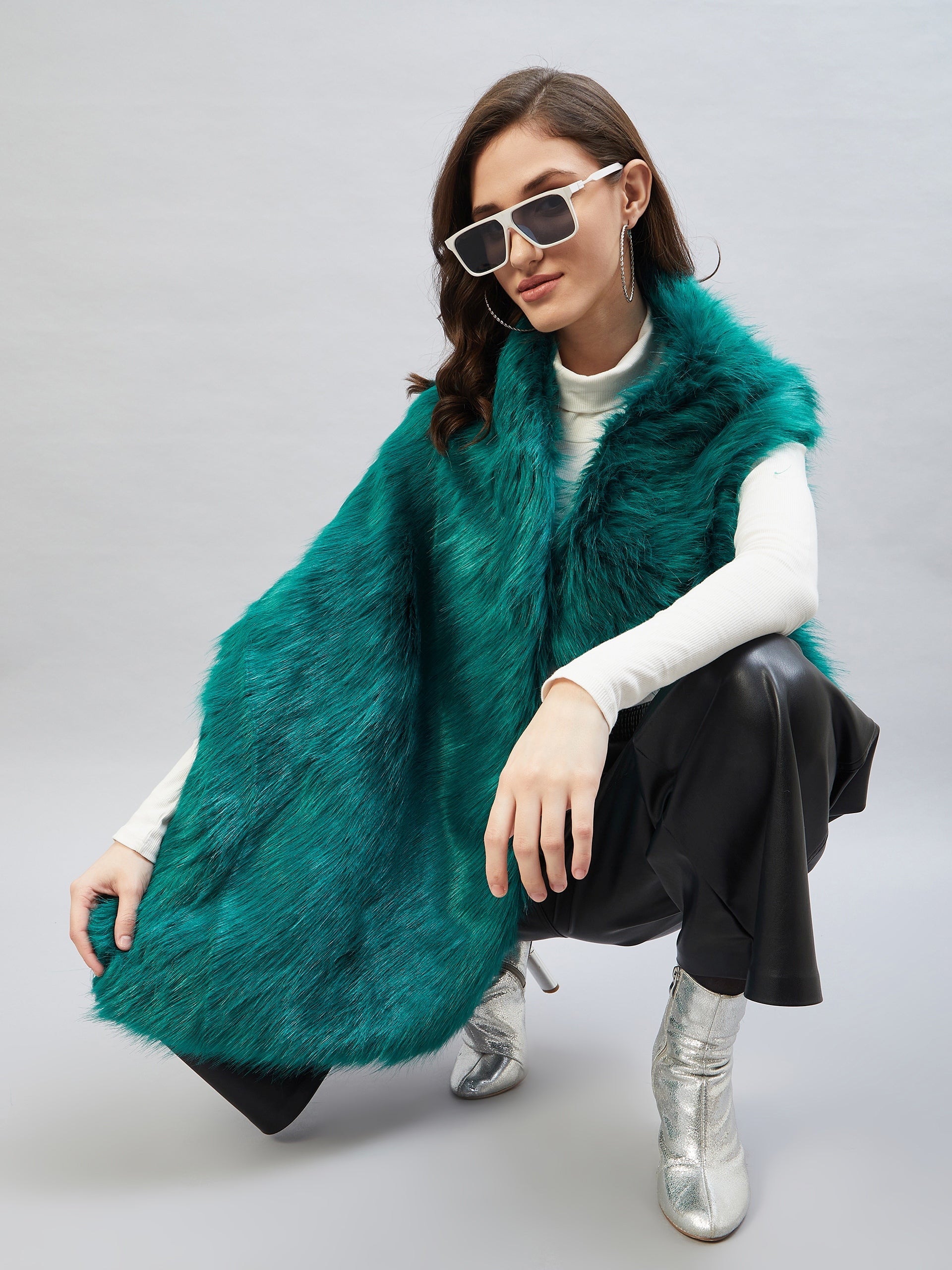 Teal Fur Cape