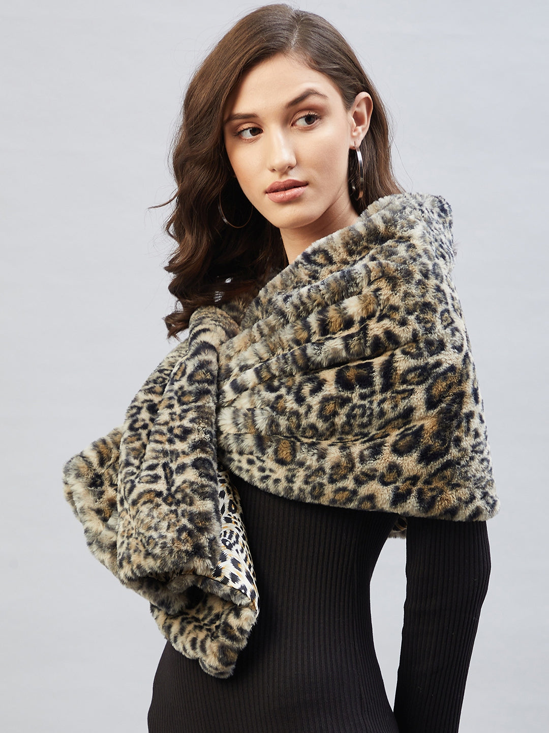 Black Leopard Fur Cape