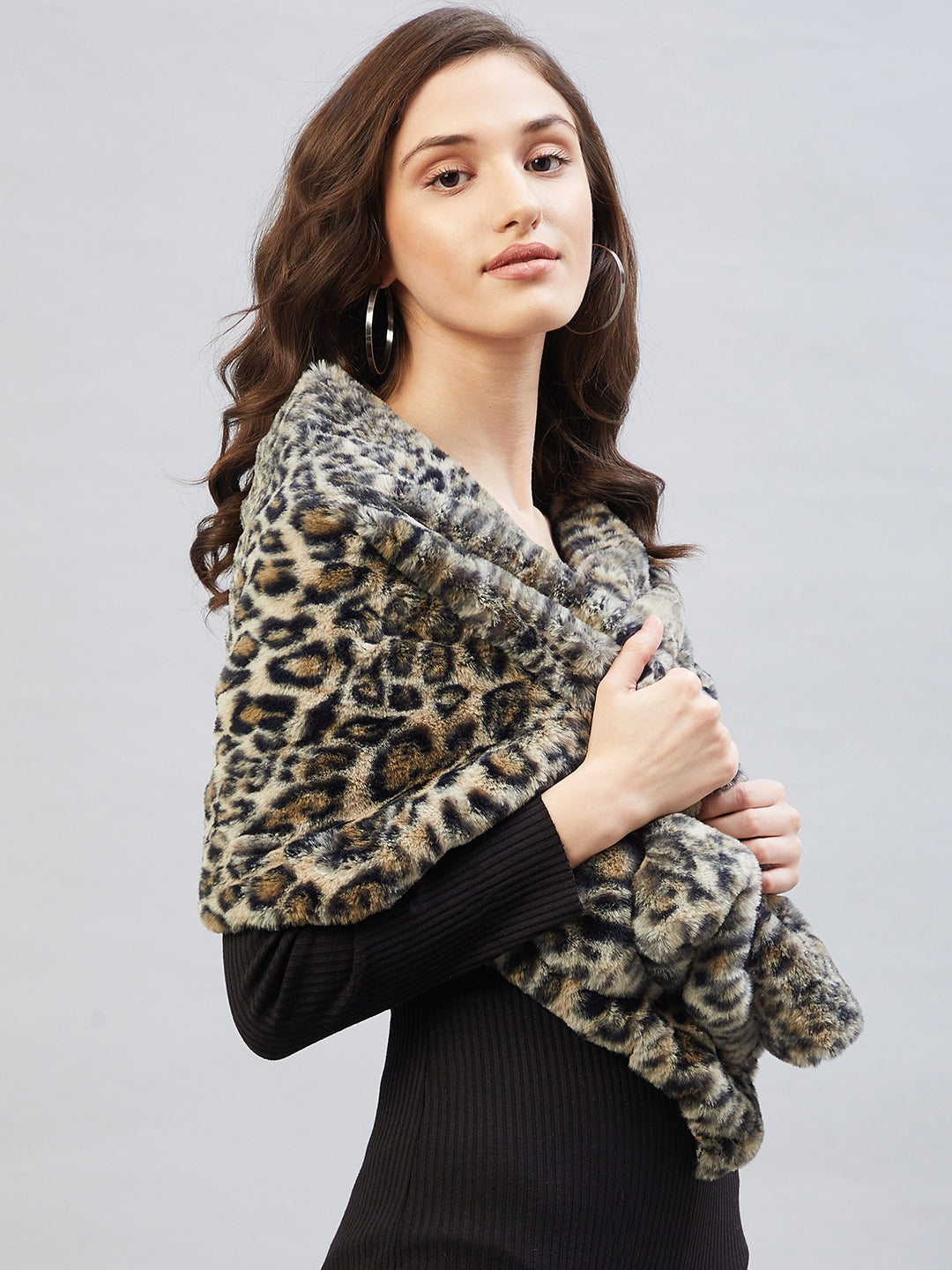 Black Leopard Fur Cape