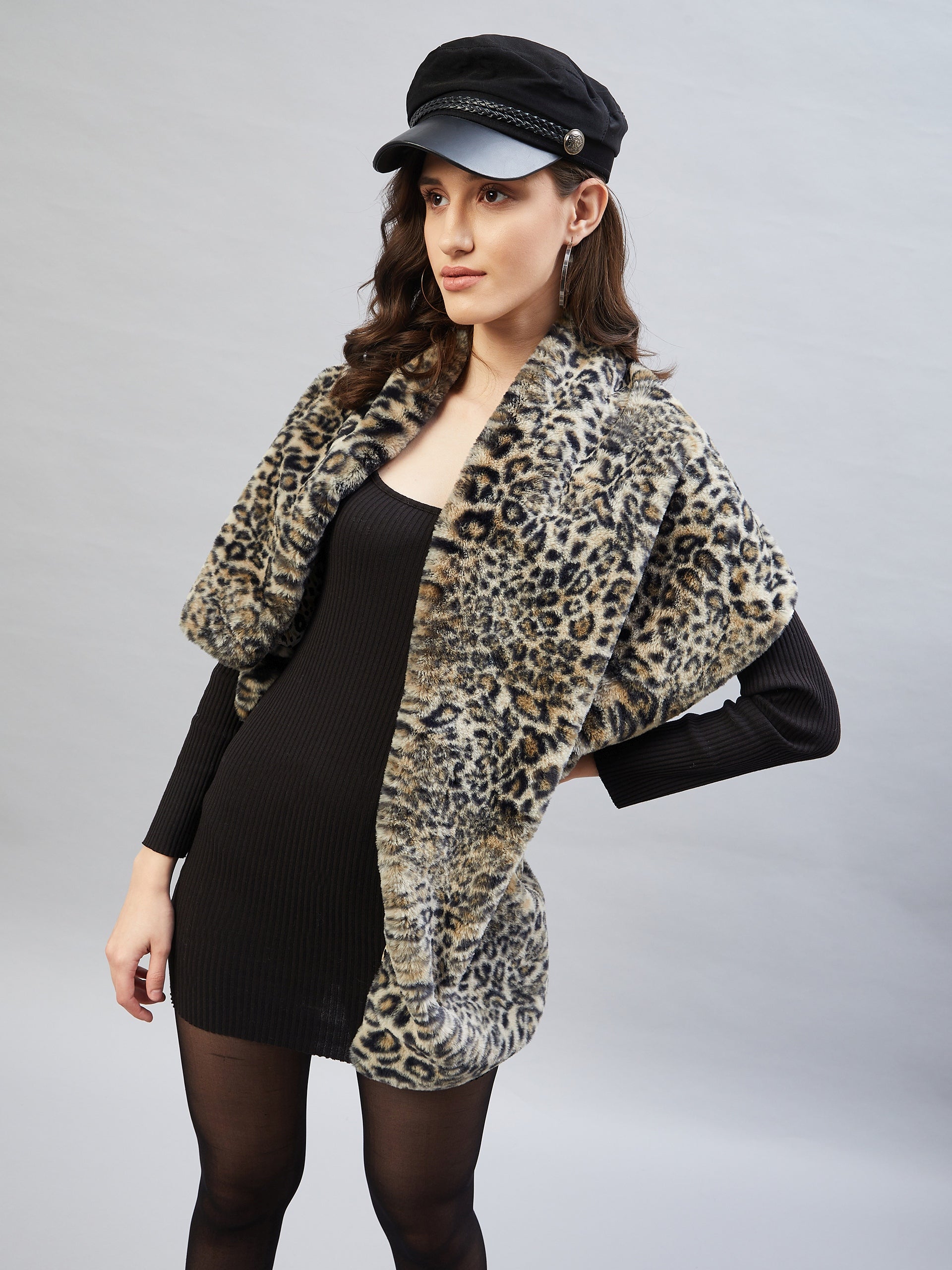 Black Leopard Fur Cape