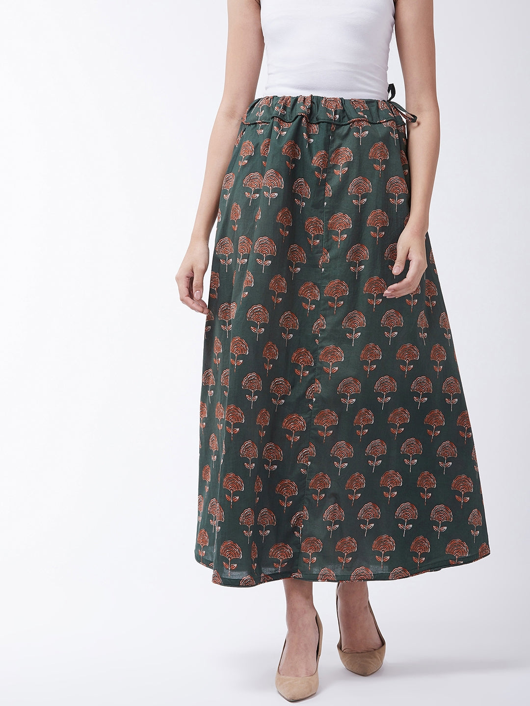 Sage Green Boota Print Skirt