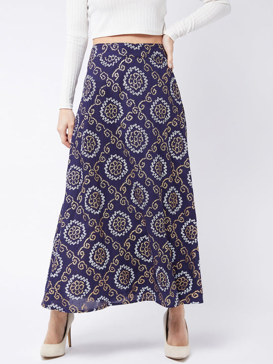 Indigo Gold Bandhani Skirt