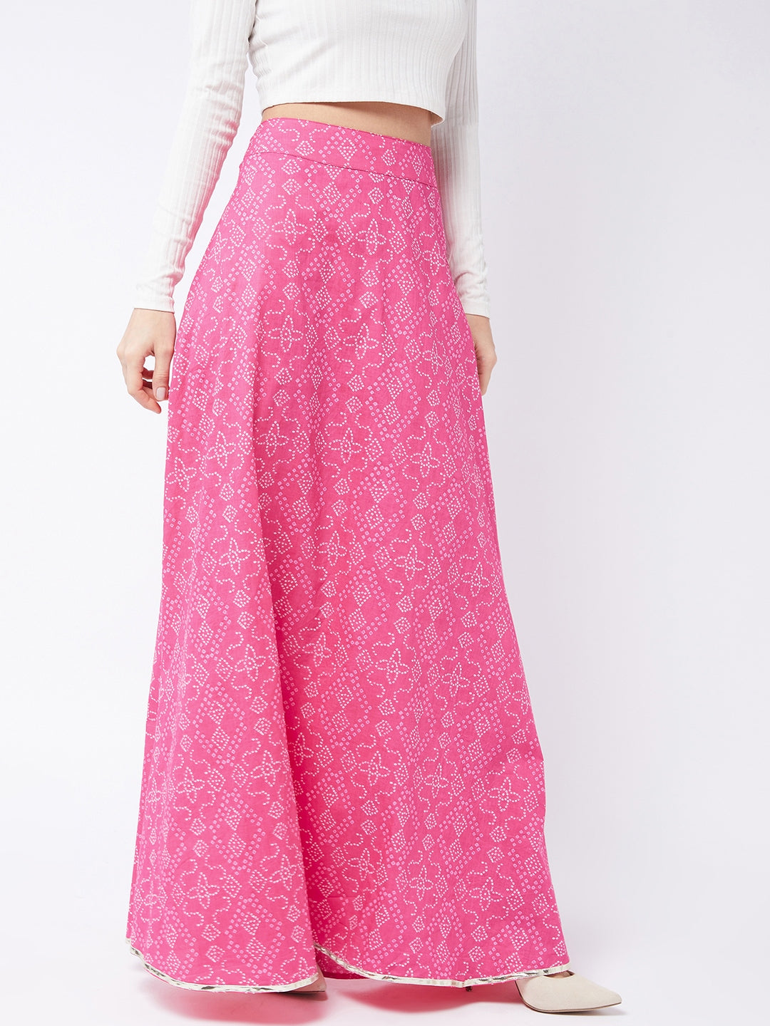 Ruby Pink Side Slit Long Skirt
