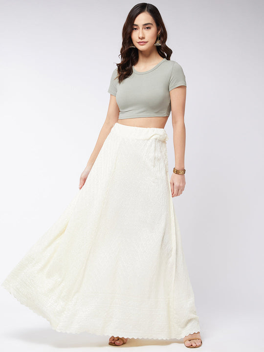 Cream Chikankari  Skirt