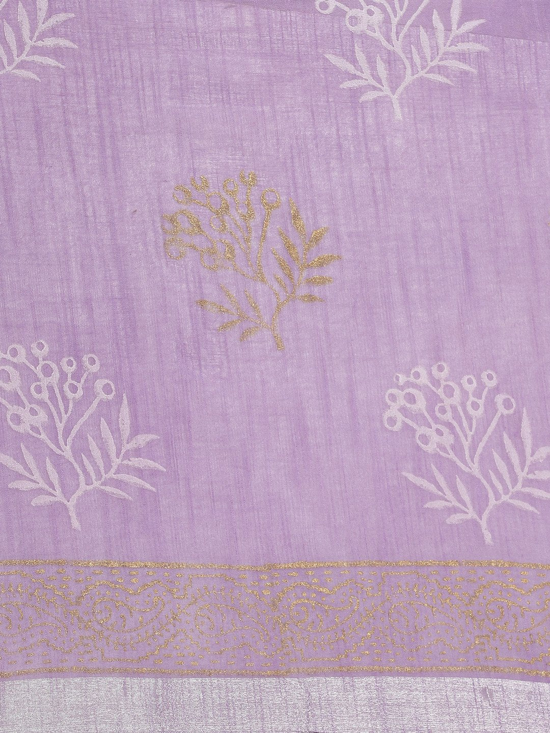 Block Printed Purple Saree