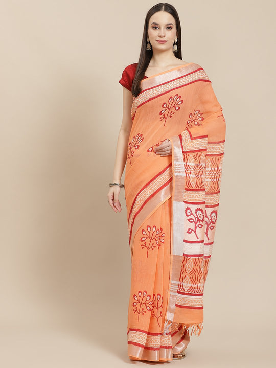 Tangerine Orange With Red Boota Work