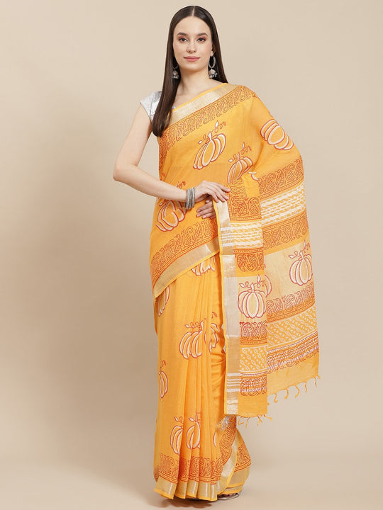 Block Printed Amber Saree