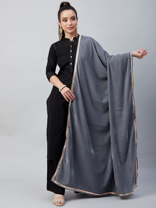 Grey Solid Velvet Shawl