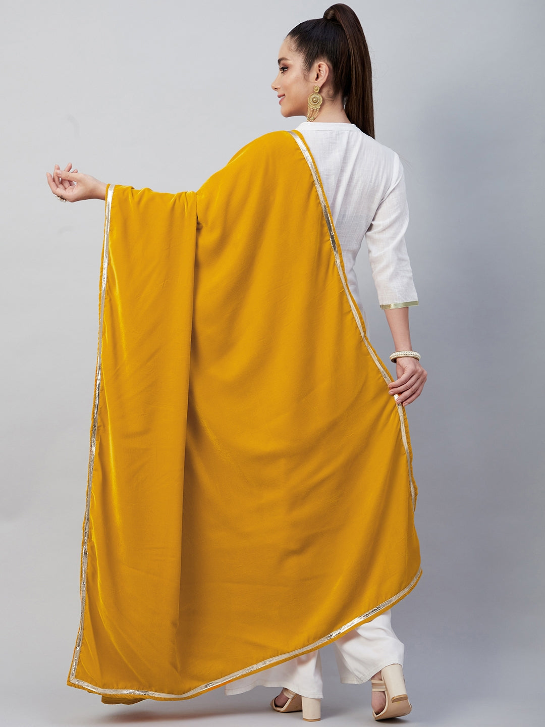 Mustard Solid Velvet Shawl